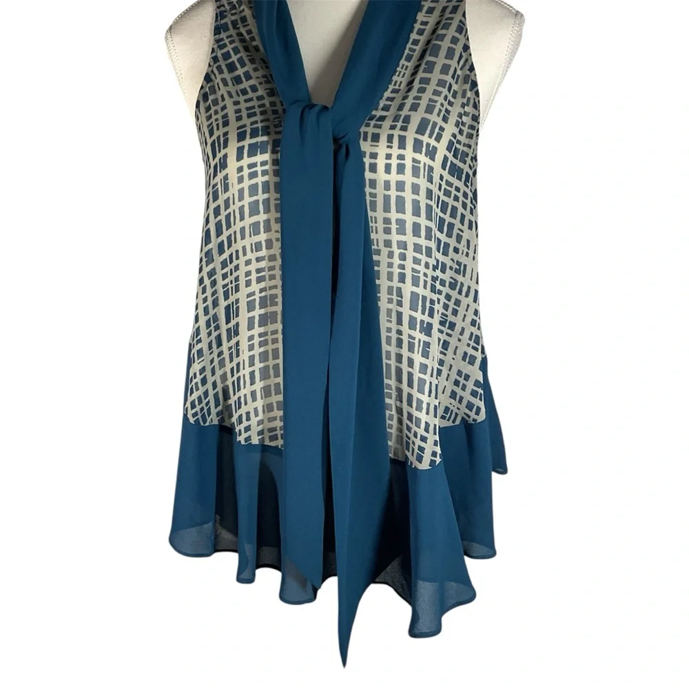 Naked Zebra Blue Sleeveless Blouse - Picture 3 of 8